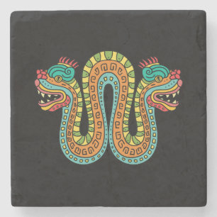 Aztec Dubbla Heawn Serpent Snake Mexico Art Stenunderlägg