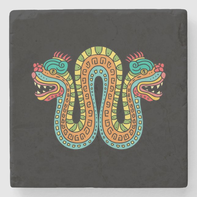 Aztec Dubbla Heawn Serpent Snake Mexico Art Stenunderlägg (Framsidan)