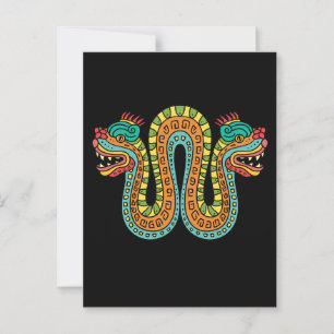 Aztec Dubbla Heawn Serpent Snake Mexico Art Vykort