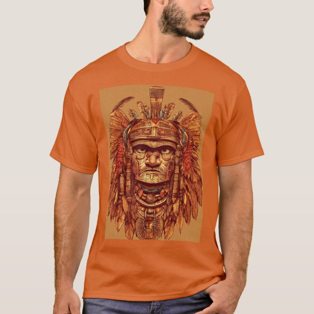 Aztec Eagle Warrior T-Shirt - Intricate Tatto De (Framsida)