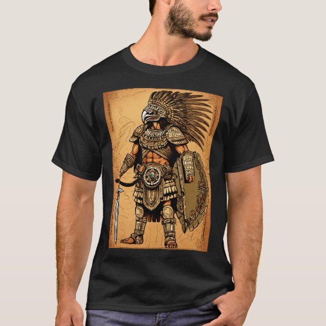 Aztec Eagle Warrior T-Shirt - Intricate Tattoo (Framsida)