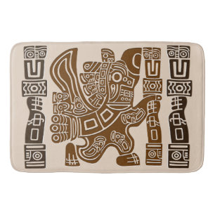 Aztec Eagle Warrior Tribal Ancient Art Badrumsmatta