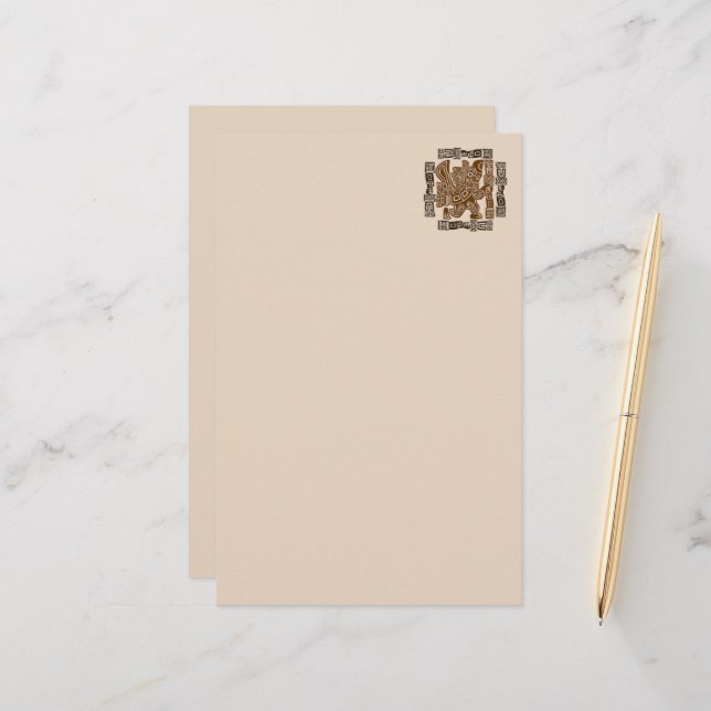 Aztec Eagle Warrior Tribal Ancient Art Brevpapper (Fram/Back In Situ)