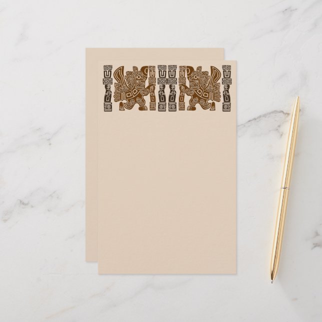 Aztec Eagle Warrior Tribal Ancient Art Brevpapper (Fram/Back In Situ)