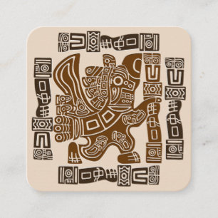 Aztec Eagle Warrior Tribal Ancient Art Fyrkantigt Visitkort
