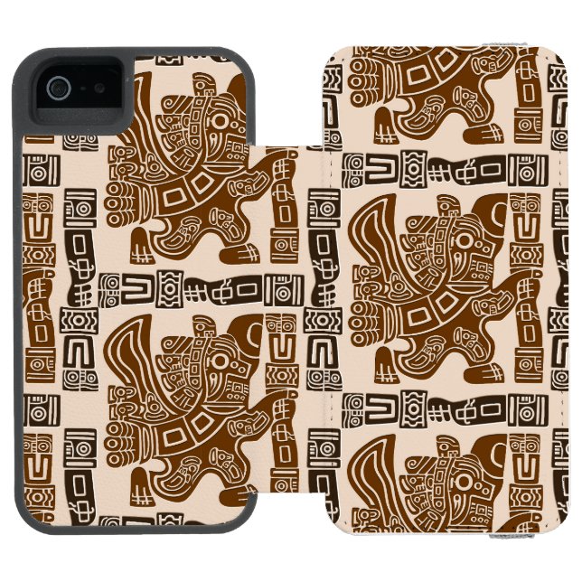 Aztec Eagle Warrior Tribal Ancient Art Incipio iPhone Wallet Skal (Folio Öppen)