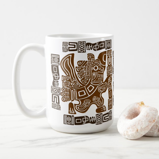 Aztec Eagle Warrior Tribal Ancient Art Kaffemugg (Med munk)
