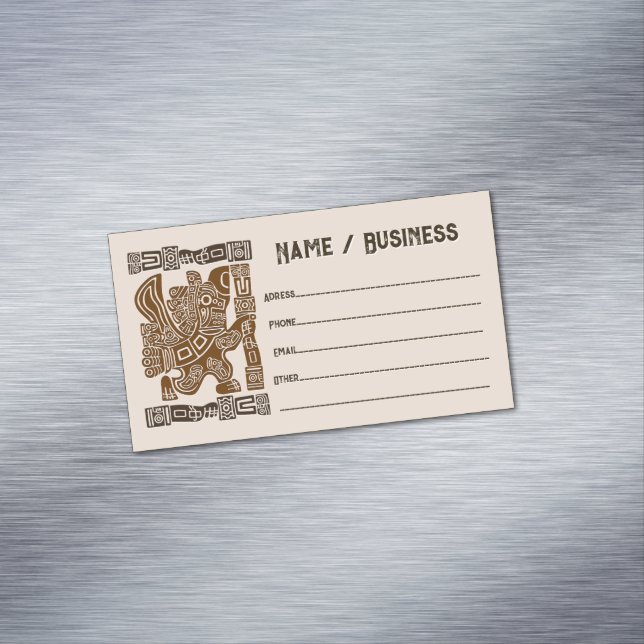 Aztec Eagle Warrior Tribal Ancient Art Magnetiska Visitkort (In Situ)