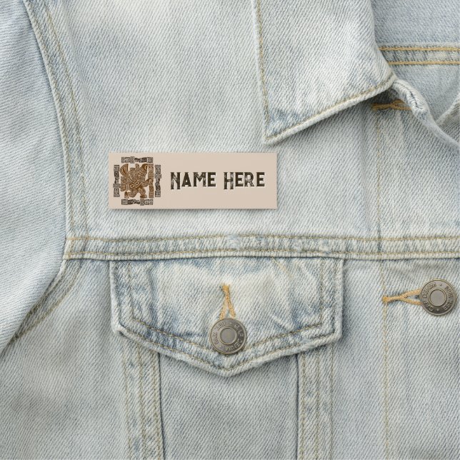 Aztec Eagle Warrior Tribal Ancient Art Namnbricka (På plats)