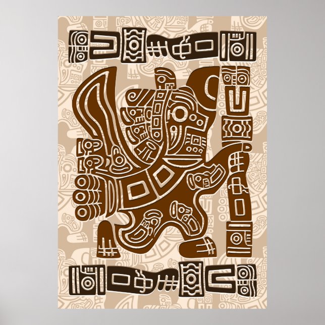 Aztec Eagle Warrior Tribal Ancient Art Poster (Framsidan)