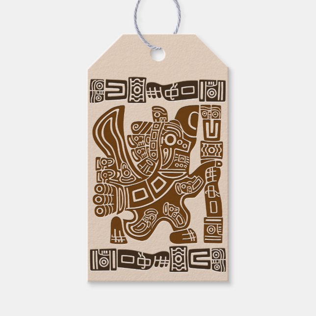 Aztec Eagle Warrior Tribal Ancient Art Presentetikett (Framsidan)