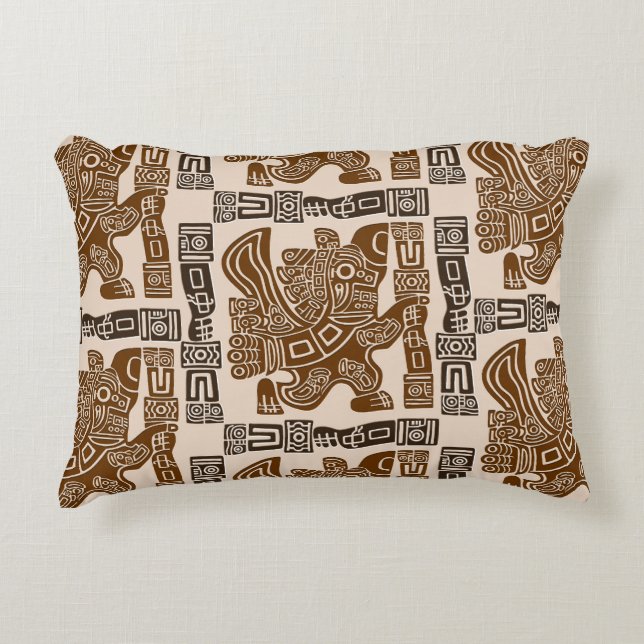 Aztec Eagle Warrior Tribal Ancient Art Prydnadskudde (Framsidan)