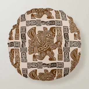 Aztec Eagle Warrior Tribal Ancient Art Rund Kudde