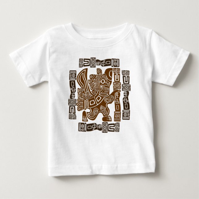 Aztec Eagle Warrior Tribal Ancient Art T Shirt (Framsida)