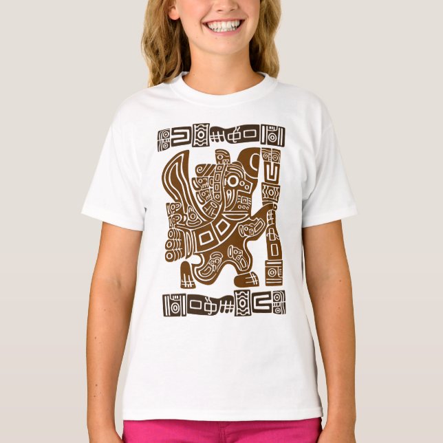 Aztec Eagle Warrior Tribal Ancient Art T Shirt (Framsida)