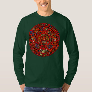 Aztec eller Mayan Calendar Design på BACK Maya Man T Shirt