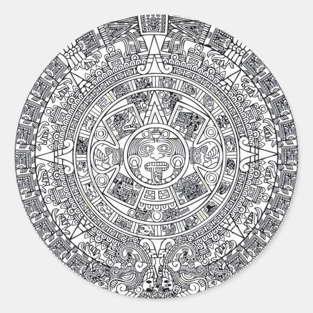 AZTEC ELLER MEXICA mexican Runt Klistermärke (Framsida)
