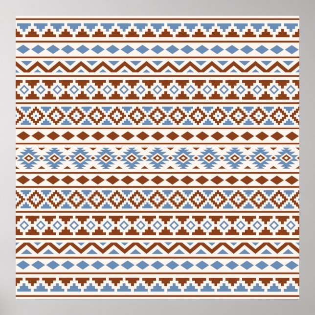 Aztec Essence Mönster II Rust Blue Cream Poster (Framsidan)