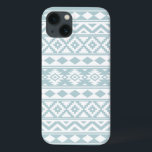 Aztec Essence Ptn IIIb Anka Egg Blue & White<br><div class="desc">En Aztec stil-design i digital form och vektorblått mönster i vit och anka-äggblå bakgrund.</div>