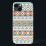 Aztec Essence Ptn IIIb Blue Cream Terracottas<br><div class="desc">En Aztec stil-design i ett digitalt mönster och vektor i blått,  kräm och terracotta färg.</div>