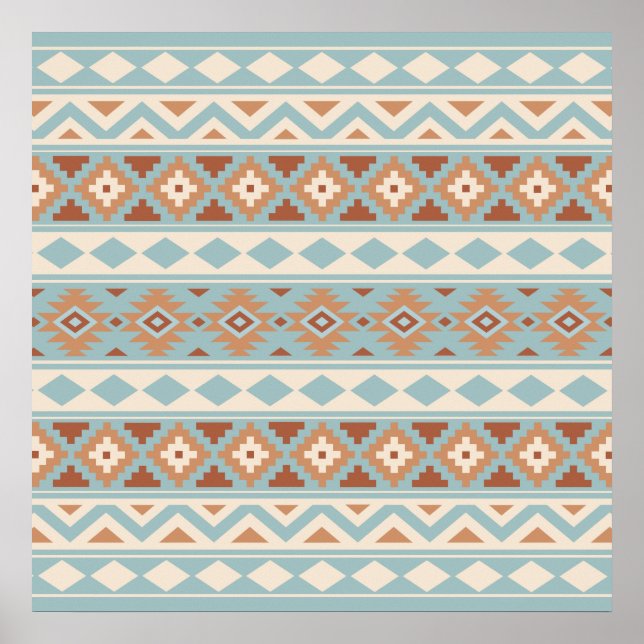 Aztec Essence Ptn IIIb Blue Cream Terracottas Poster (Framsidan)