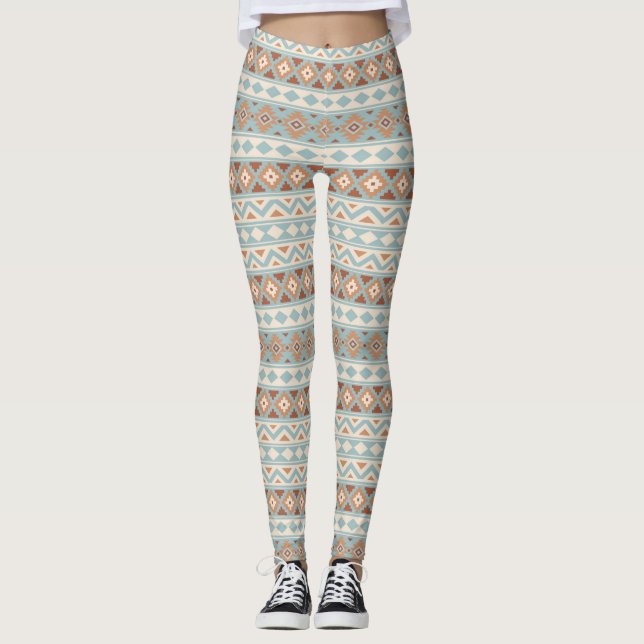Aztec Essence Rpt Ptn IIIb Blue Cream Terracottas Leggings (Framsida)