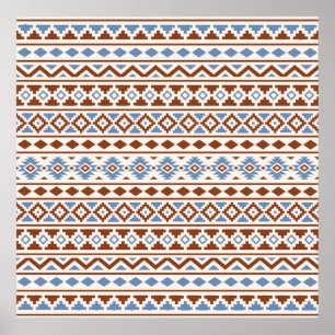 Aztec extraktmönster II rostar blåttkräm Poster
