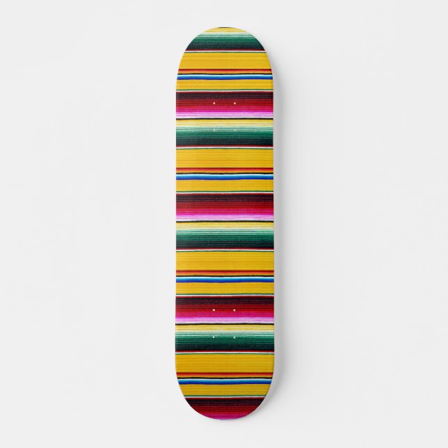 Aztec-Färgad strippad Mini Skateboard Bräda 18,5 Cm (Framsida)