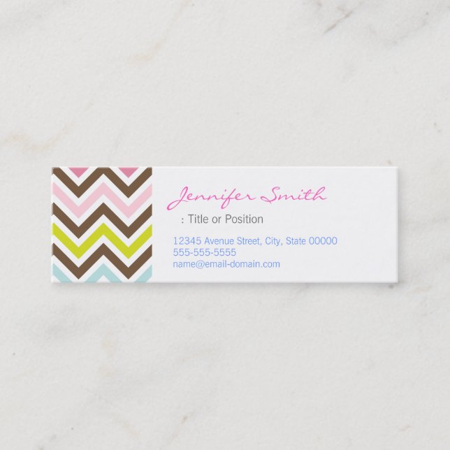 Aztec Färger - Chic Chevron Zigzag Mönster Mini Visitkort (Framsida)