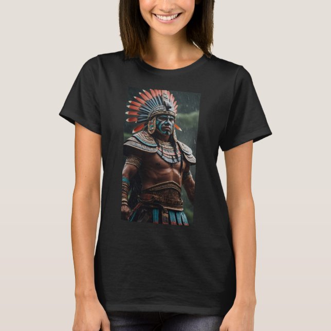Aztec Fertility och Rain Gudom Tlaloc T Shirt (Framsida)