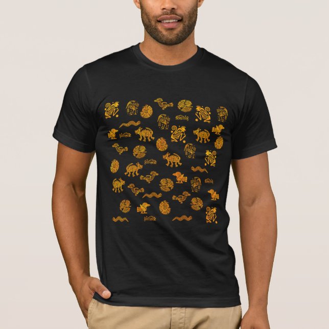 Aztec Figures of Animals T Shirt (Framsida)