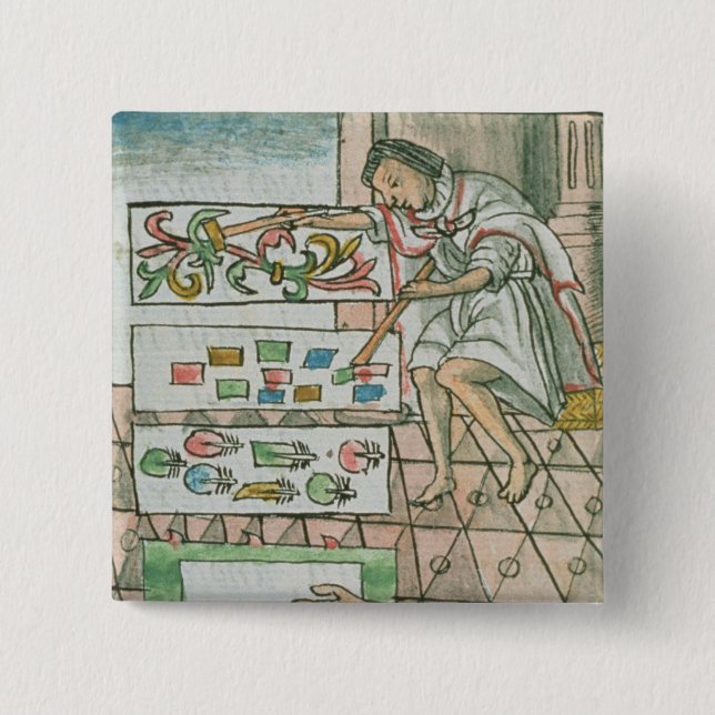 Aztec fjäderhantverkare knapp (Framsida)