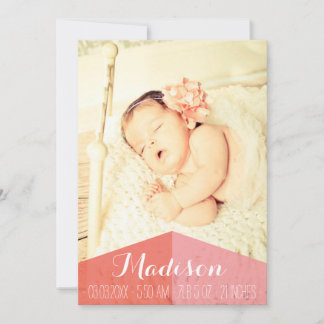 Aztec Flicka Birth Announcement Photo Card Meddelande