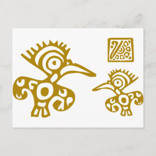 Aztec-föråldrade fåglar! Kulturdesign! Vykort