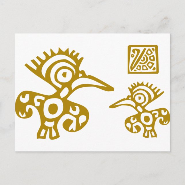 Aztec-föråldrade fåglar! Kulturdesign! Vykort (Framsida)