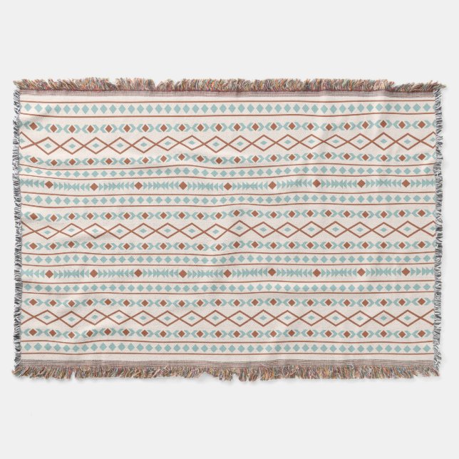 Aztec-form mönster Rost Teal Kräm Filt (Framsidan)