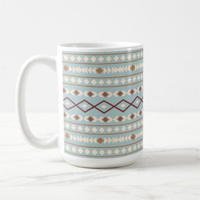Aztec-former Stort Mönster Rostar Kräm Teal-Blå Kaffemugg (Vänster)
