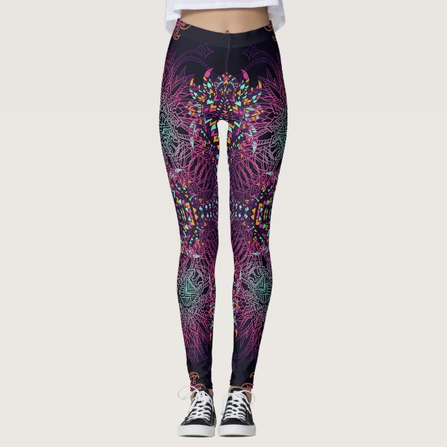 Aztec-geometri, vintage sömlös mönster. leggings (Framsida)