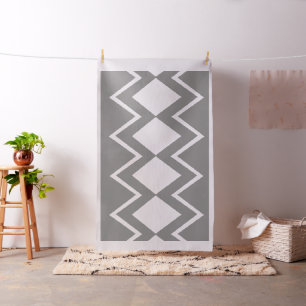 Aztec Geometric Abstrakt Mönster Grått & White Tyg