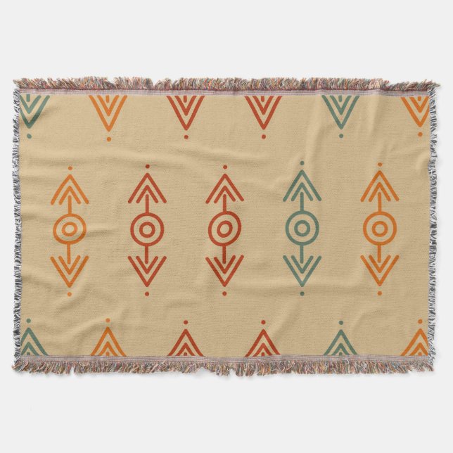 Aztec Geometric Blue and Orange Tribal Southwester Filt (Framsidan)