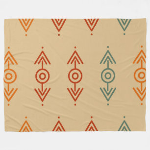Aztec Geometric Blue and Orange Tribal Southwester Fleecefilt
