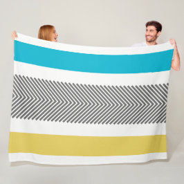 Aztec Geometric Blue Gult Abstrakt Pil Mönster Fleecefilt