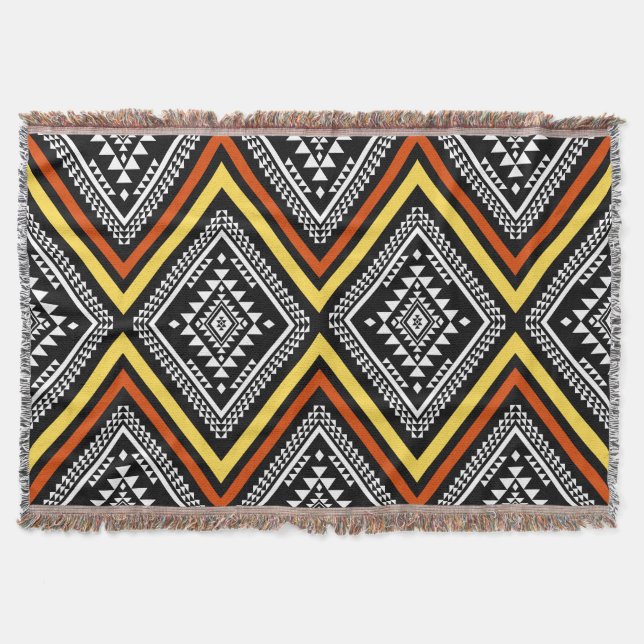 Aztec Geometric Boho Throw Blanket Filt (Framsidan)