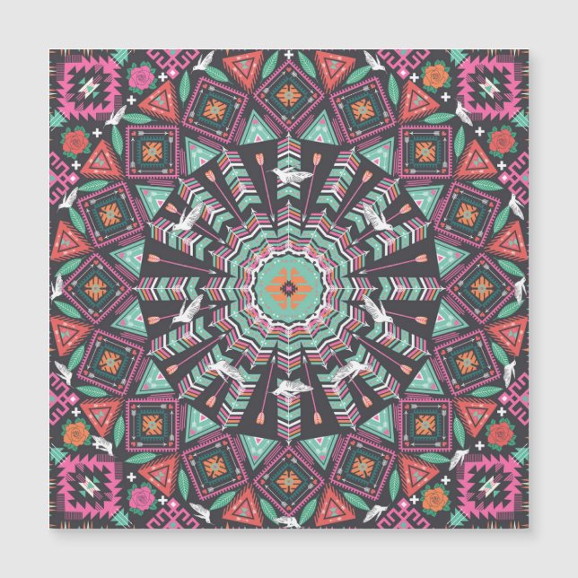 Aztec Geometric: Colorful Circle Mönster (Framsida)