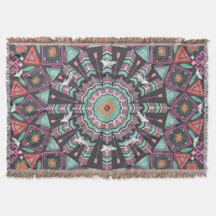 Aztec Geometric: Colorful Circle Mönster Filt