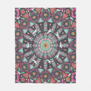 Aztec Geometric: Colorful Circle Mönster Fleecefilt