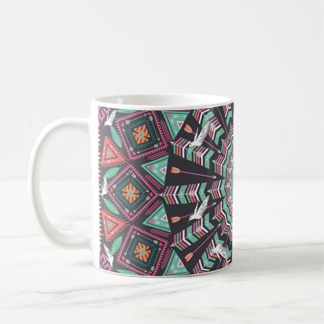 Aztec Geometric: Colorful Circle Mönster Kaffemugg (Vänster)