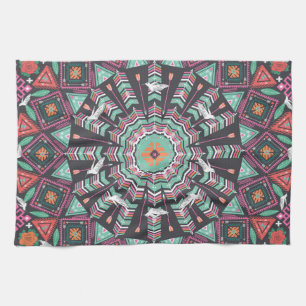 Aztec Geometric: Colorful Circle Mönster Kökshandduk