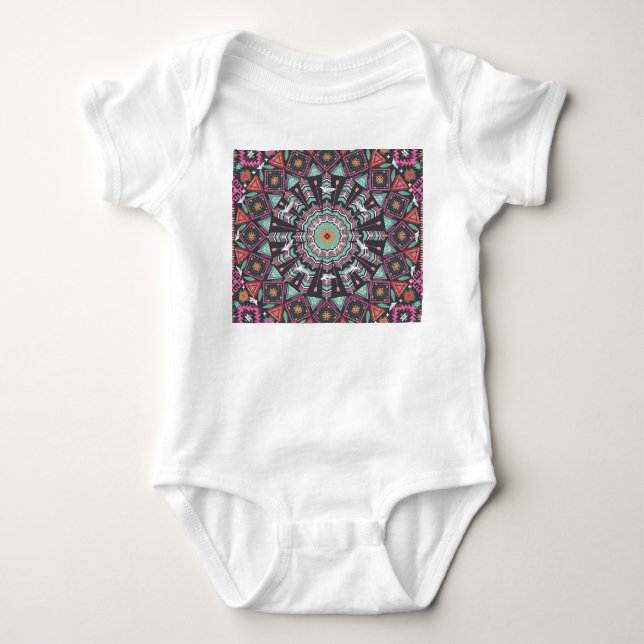 Aztec Geometric: Colorful Circle Mönster T Shirt (Framsida)