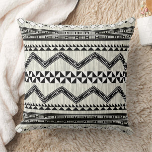 Aztec Geometric Grått Abstrakt Mönster Kudde